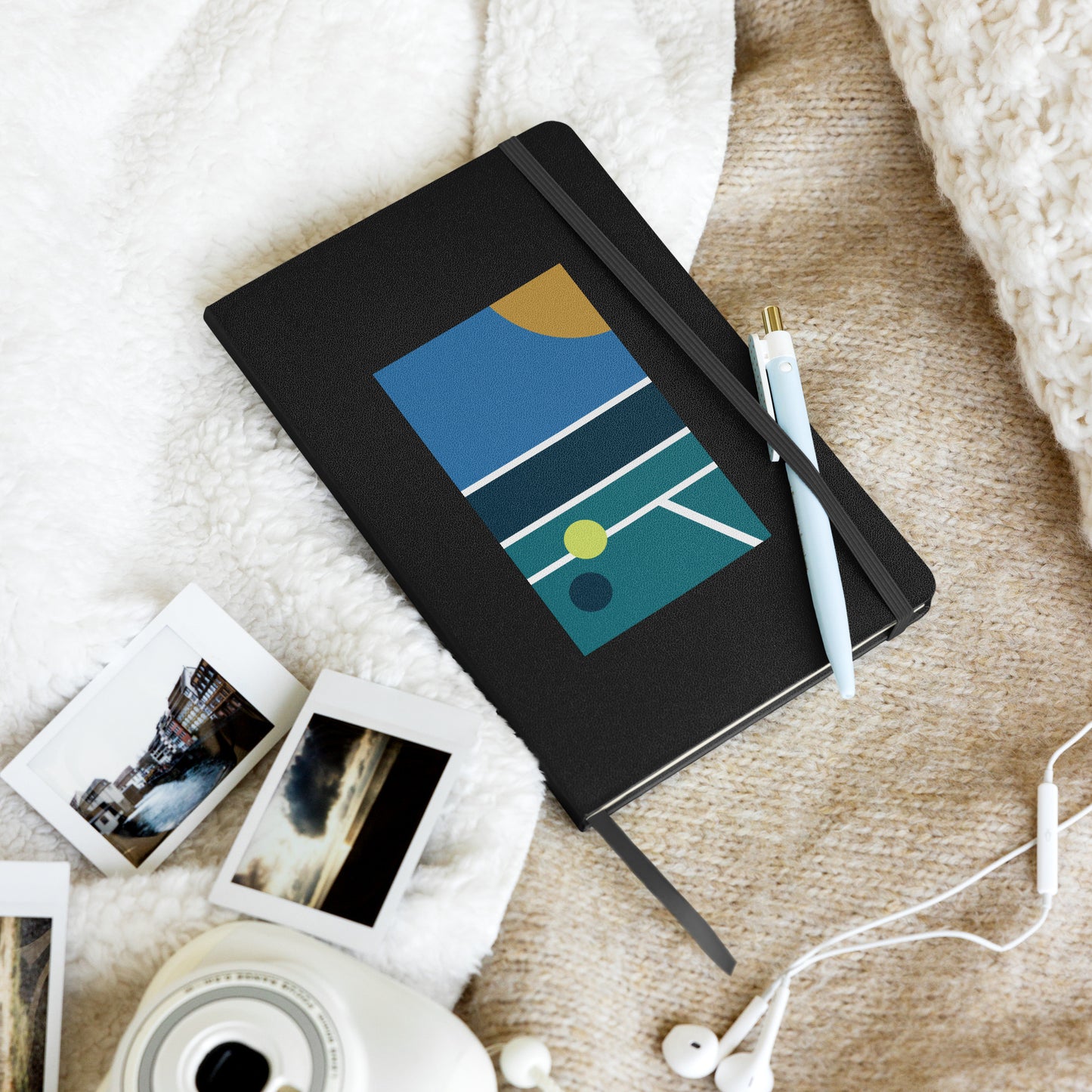 Minimalist Pickleball Court on hardcover bound notebook