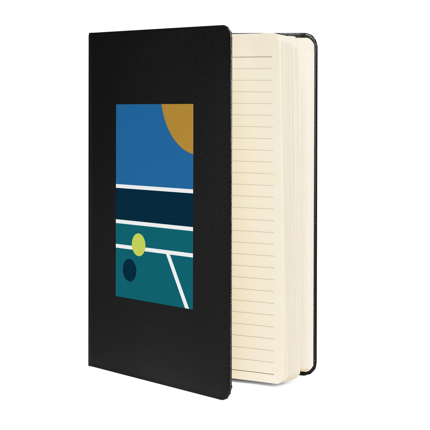 Minimalist Pickleball Court on hardcover bound notebook