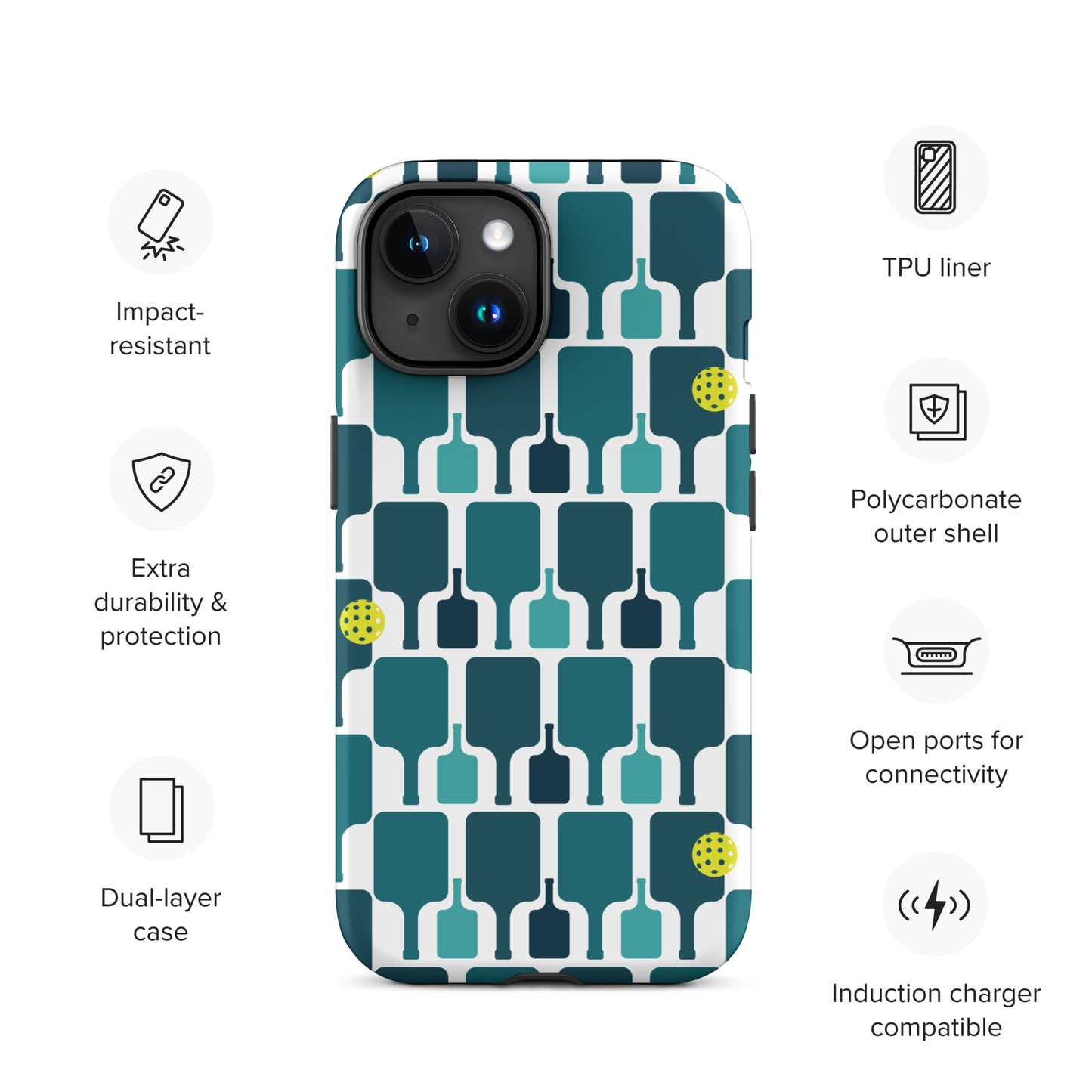 Pickleball Paddle grid graphic on Tough Case for iPhone®