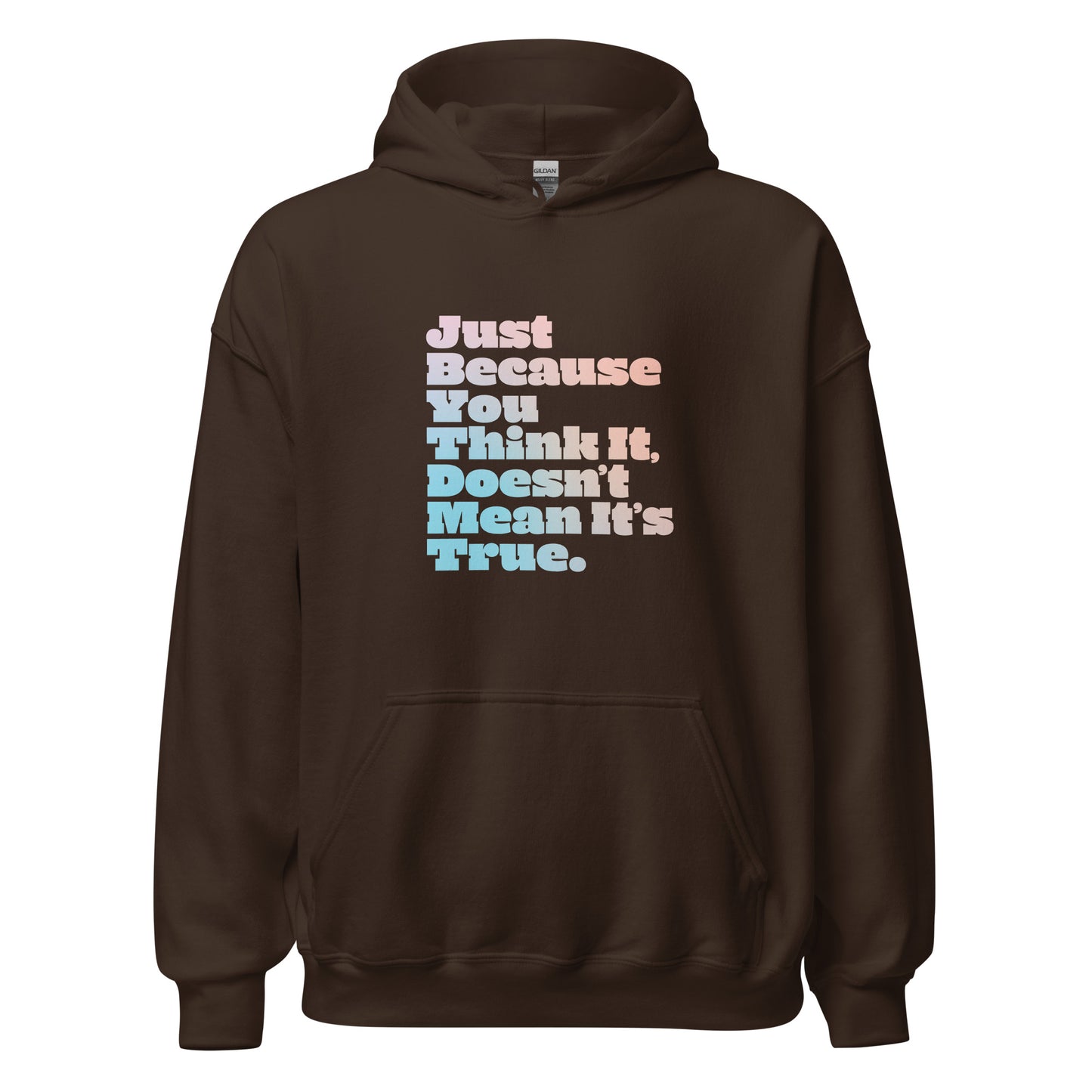 Just Because You Think It, Doesn't Mean It's True type on Unisex Hoodie