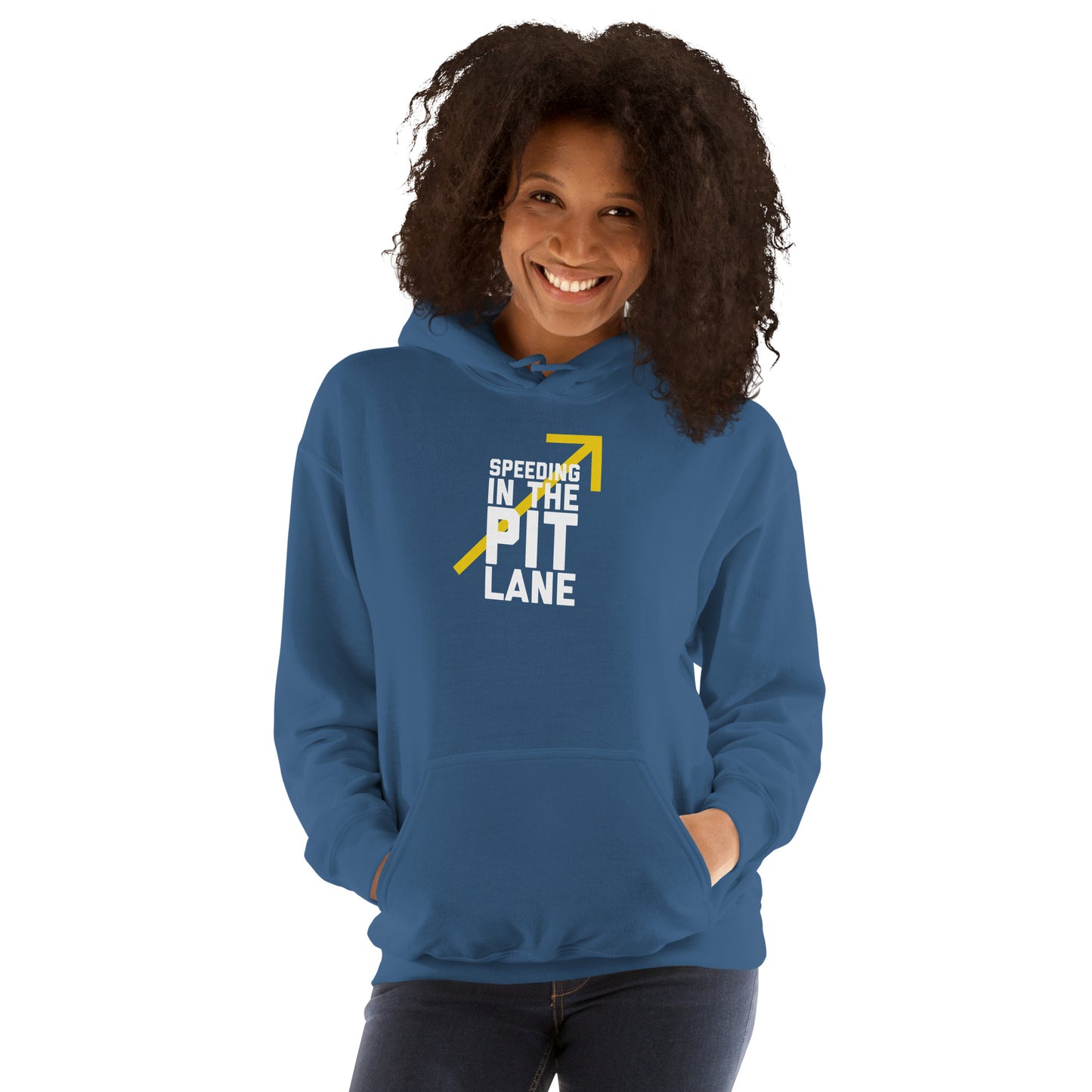 Speeding in the Pit Lane type on Unisex Hoodie