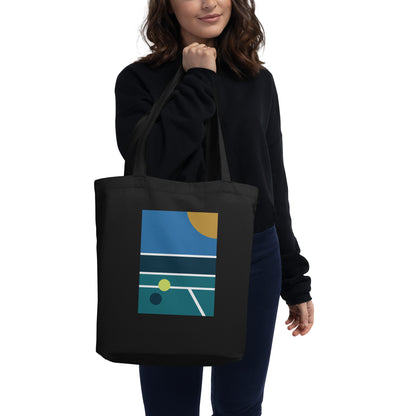 Minimalist Pickleball Court on Eco Tote Bag