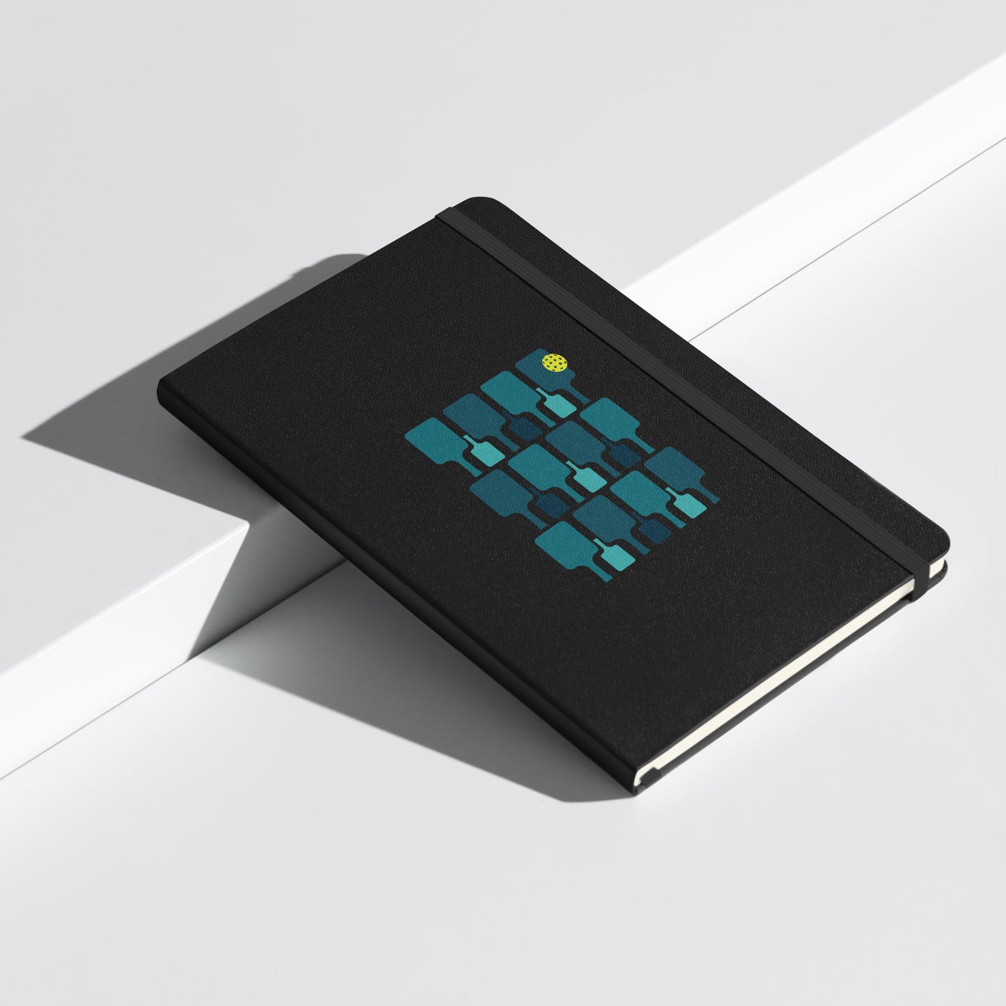 Paddle grid graphic on hardcover bound notebook