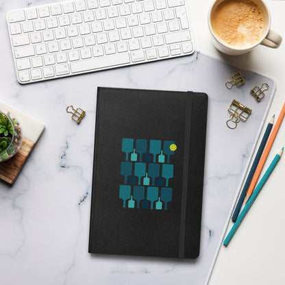 Paddle grid graphic on hardcover bound notebook