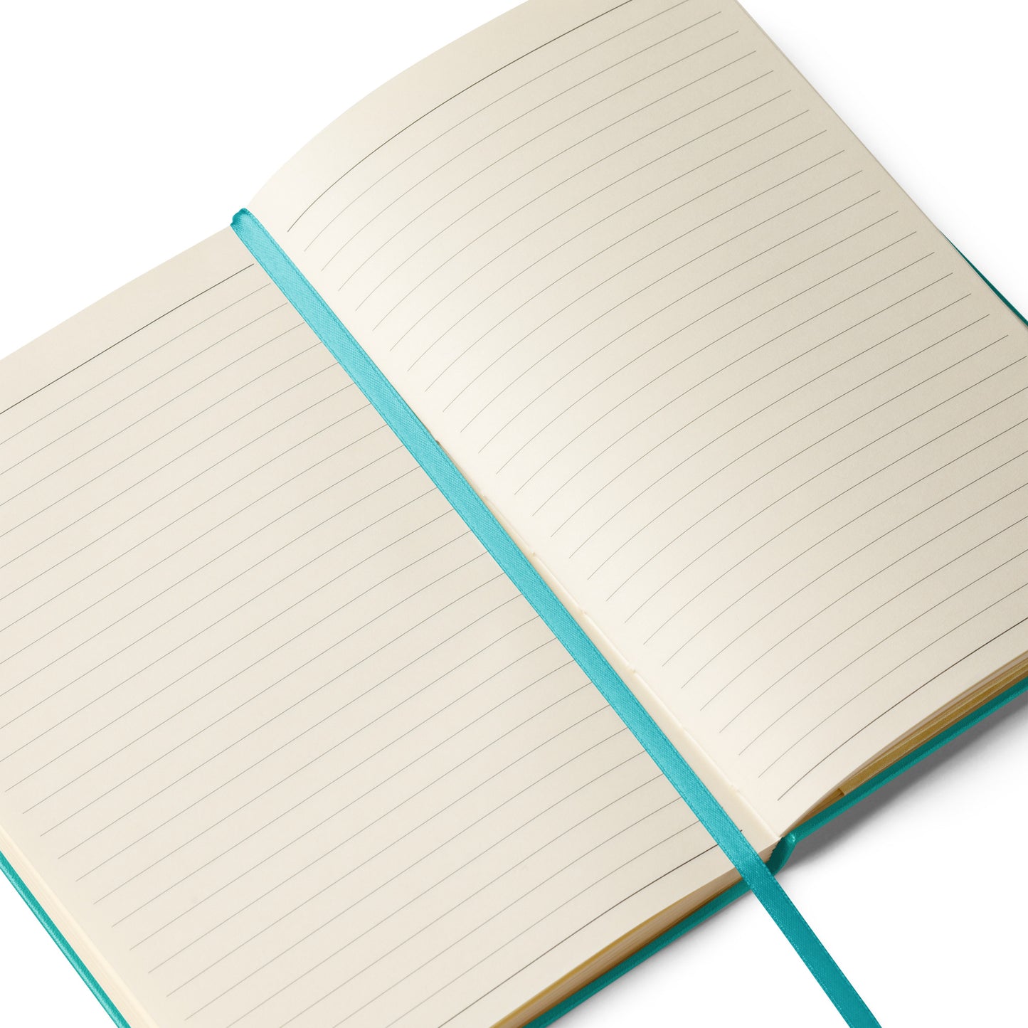 open view of turquoise notebook