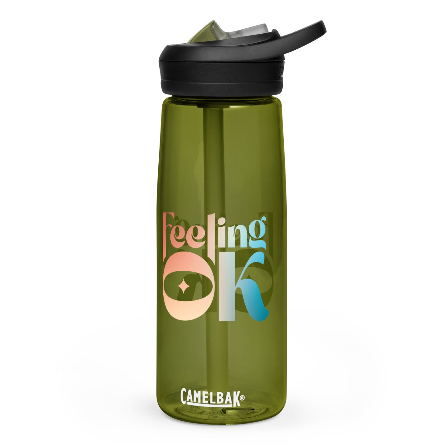 Feeling OK type on Sports water bottle