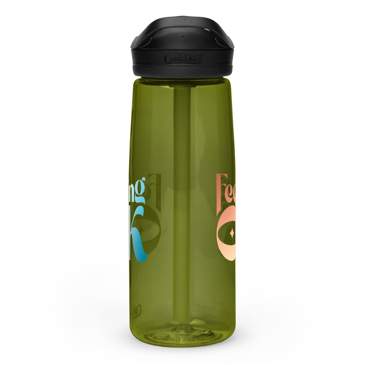 Feeling OK type on Sports water bottle