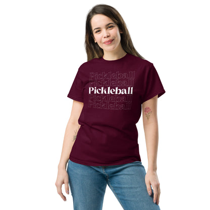 Pickleball x5 (white type). Unisex classic tee